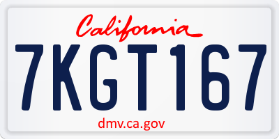 CA license plate 7KGT167