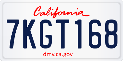 CA license plate 7KGT168