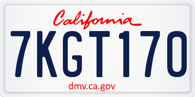 CA license plate 7KGT170