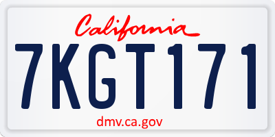 CA license plate 7KGT171