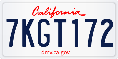 CA license plate 7KGT172