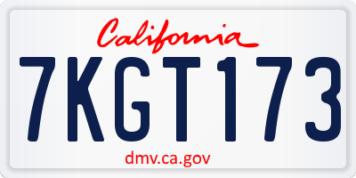 CA license plate 7KGT173