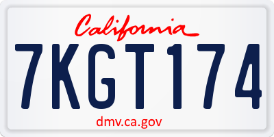CA license plate 7KGT174