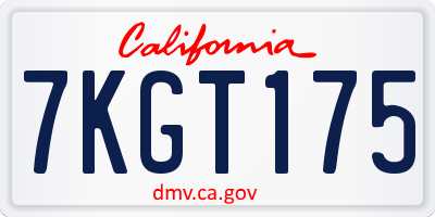 CA license plate 7KGT175