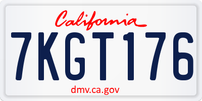 CA license plate 7KGT176