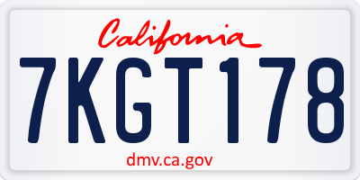 CA license plate 7KGT178