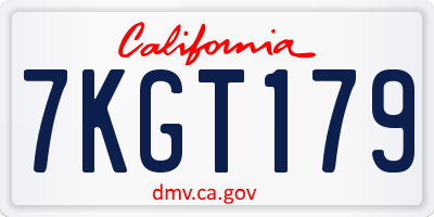 CA license plate 7KGT179