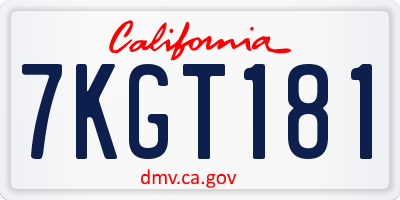 CA license plate 7KGT181