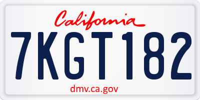 CA license plate 7KGT182