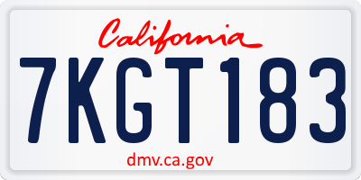 CA license plate 7KGT183