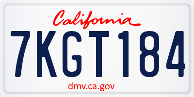 CA license plate 7KGT184
