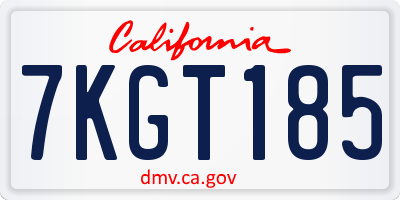 CA license plate 7KGT185