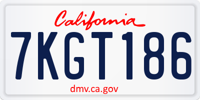 CA license plate 7KGT186