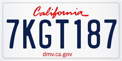 CA license plate 7KGT187