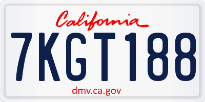 CA license plate 7KGT188