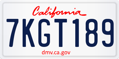 CA license plate 7KGT189