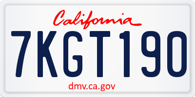 CA license plate 7KGT190