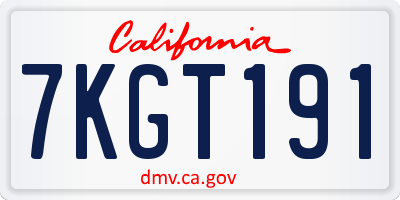 CA license plate 7KGT191