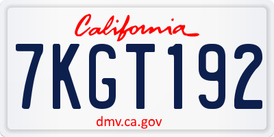 CA license plate 7KGT192