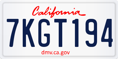 CA license plate 7KGT194