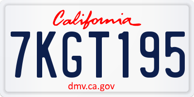 CA license plate 7KGT195