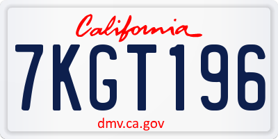 CA license plate 7KGT196