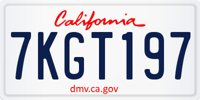 CA license plate 7KGT197
