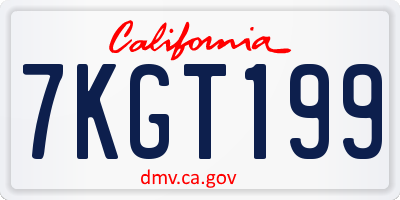CA license plate 7KGT199