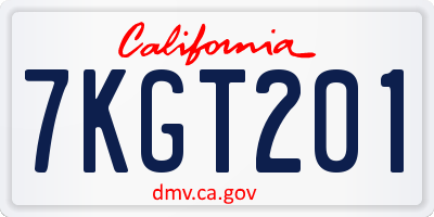 CA license plate 7KGT201