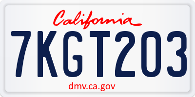 CA license plate 7KGT203