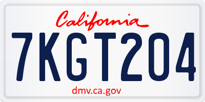 CA license plate 7KGT204