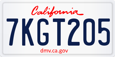 CA license plate 7KGT205