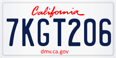 CA license plate 7KGT206