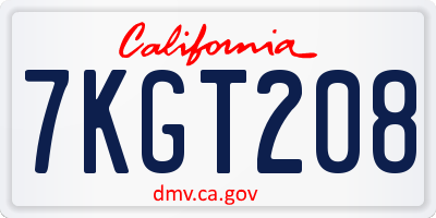 CA license plate 7KGT208