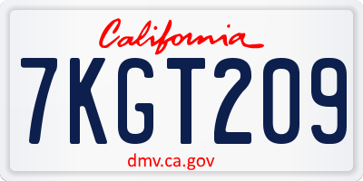 CA license plate 7KGT209