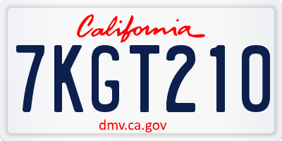 CA license plate 7KGT210