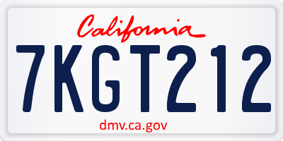 CA license plate 7KGT212