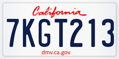CA license plate 7KGT213