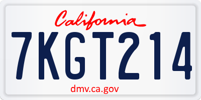 CA license plate 7KGT214