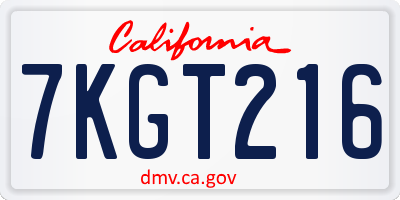 CA license plate 7KGT216