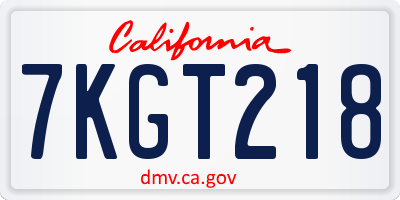 CA license plate 7KGT218