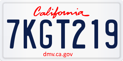 CA license plate 7KGT219