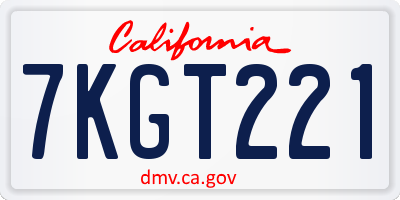 CA license plate 7KGT221
