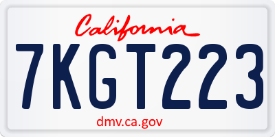 CA license plate 7KGT223