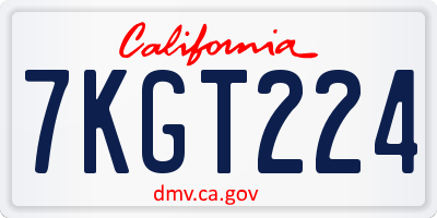 CA license plate 7KGT224