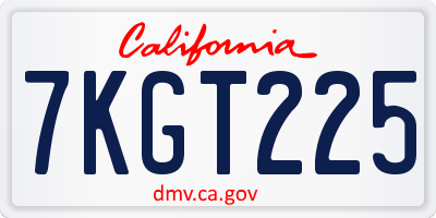 CA license plate 7KGT225