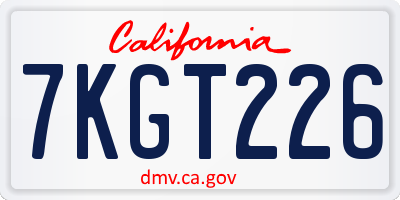 CA license plate 7KGT226