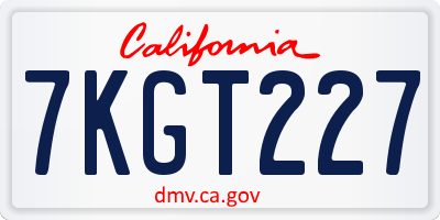CA license plate 7KGT227