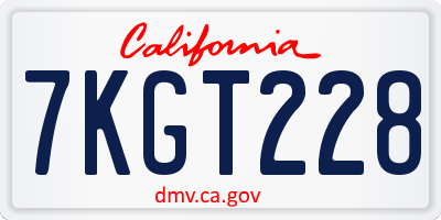 CA license plate 7KGT228
