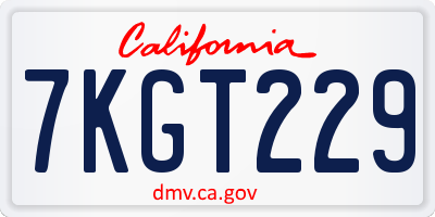 CA license plate 7KGT229